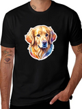 Golden Retriever Dog Graphic Black T-Shirt