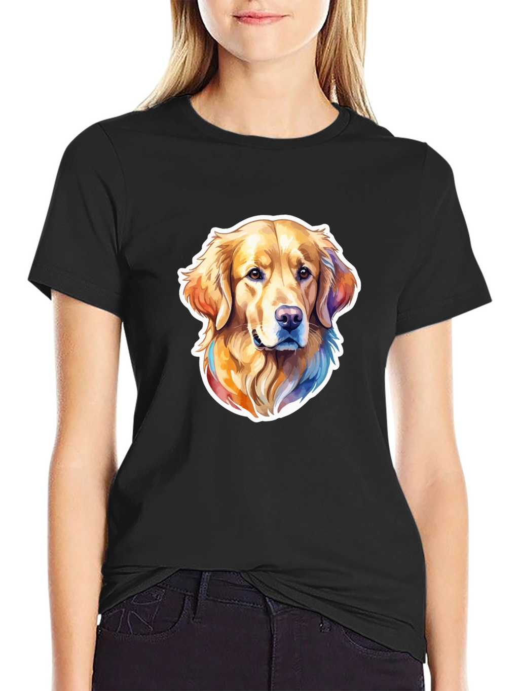 Golden Retriever Dog Graphic Black T-Shirt