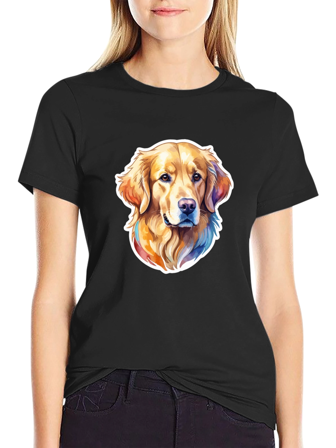 Golden Retriever Dog Graphic Black T-Shirt