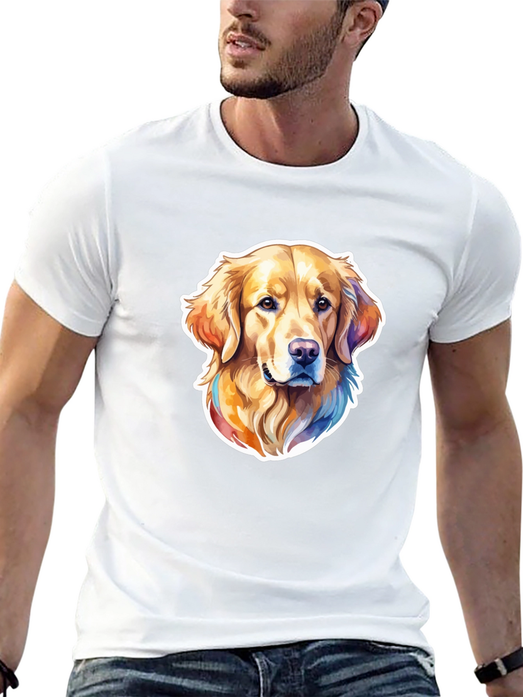 Golden Retriever Dog Graphic Black T-Shirt