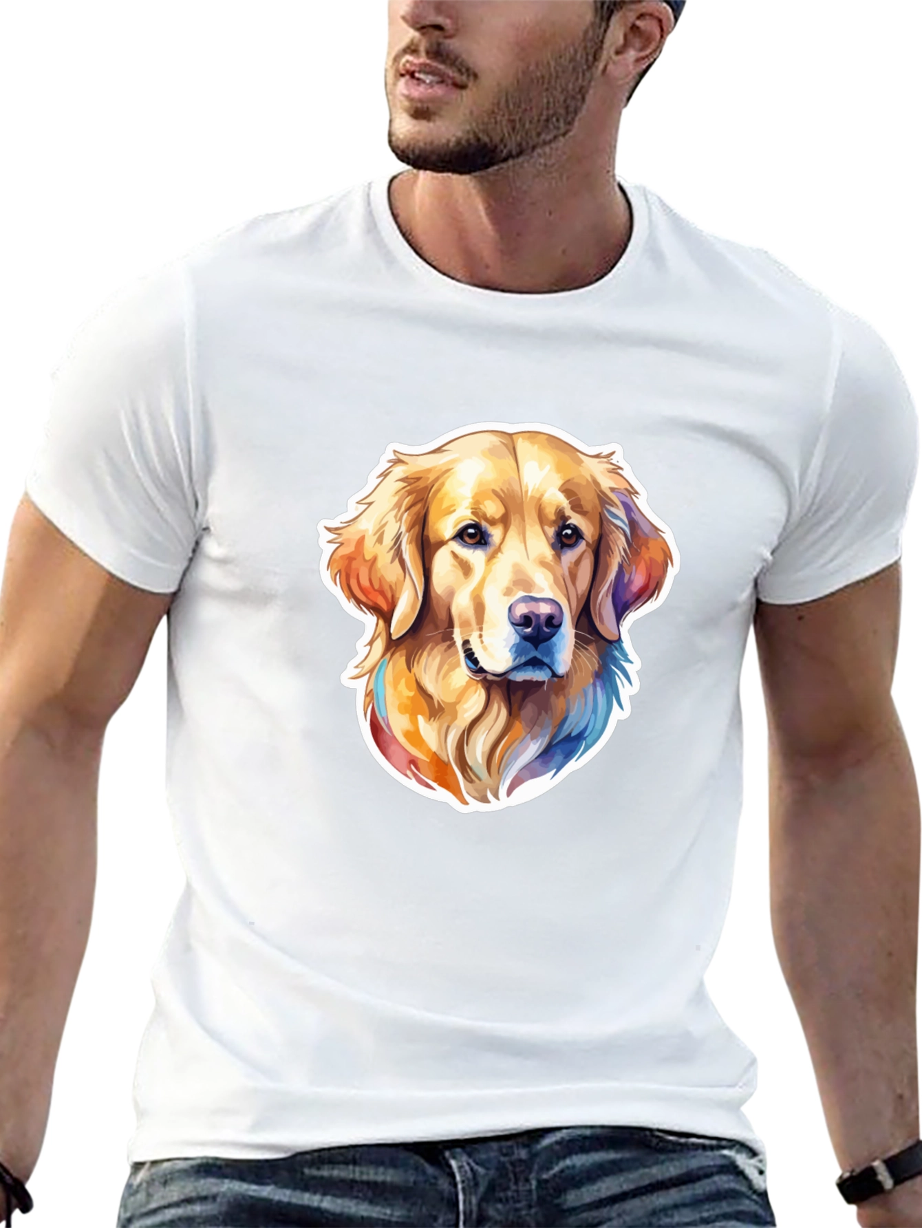 Golden Retriever Dog Graphic Black T-Shirt