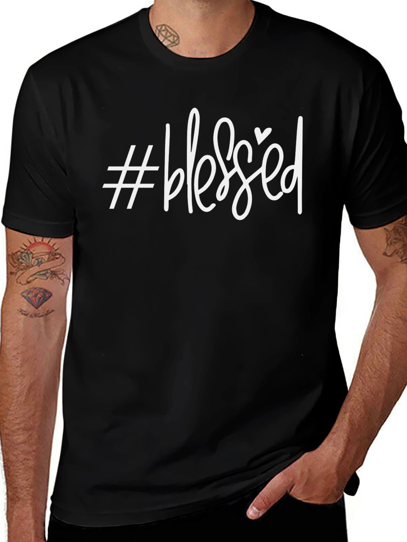 #Blessed Graphic Tee - Trendy Casual Shirt