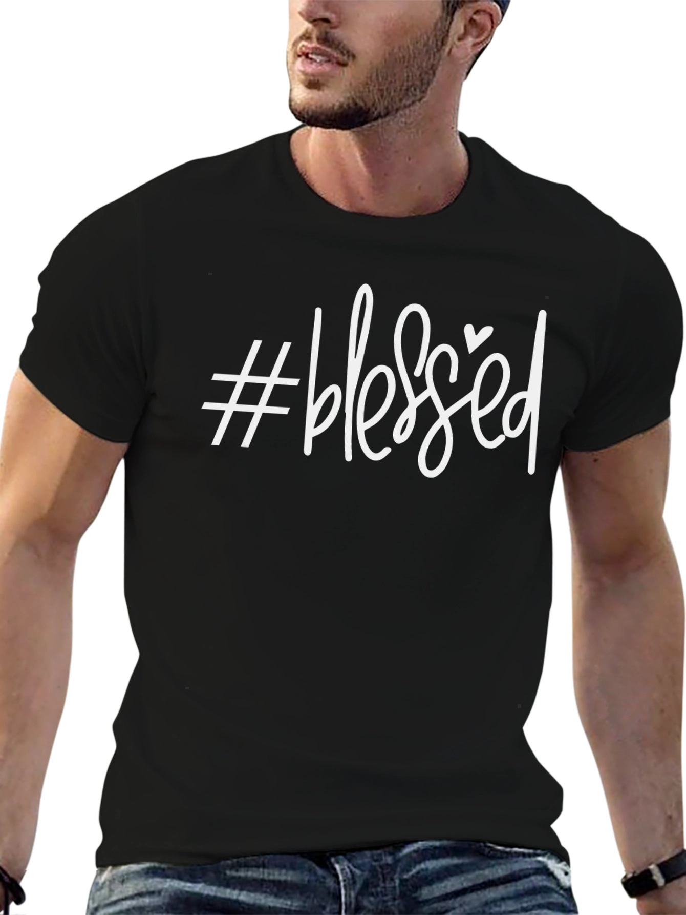 #Blessed Graphic Tee - Trendy Casual Shirt