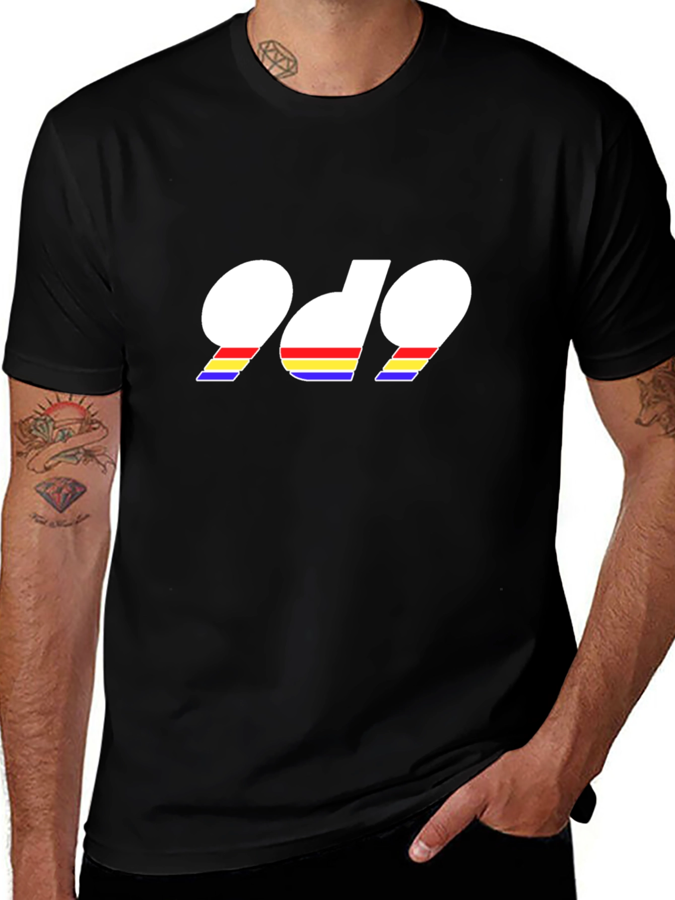 Retro 969 Graphic Tee - Black Cotton T-Shirt