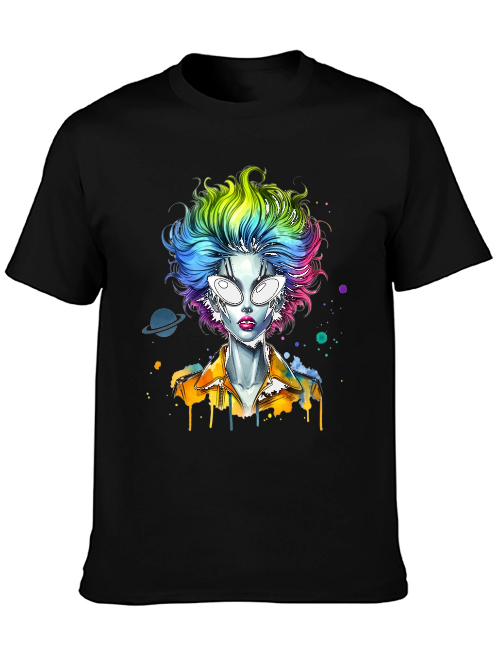 Alien Rainbow Hair Graphic T-Shirt