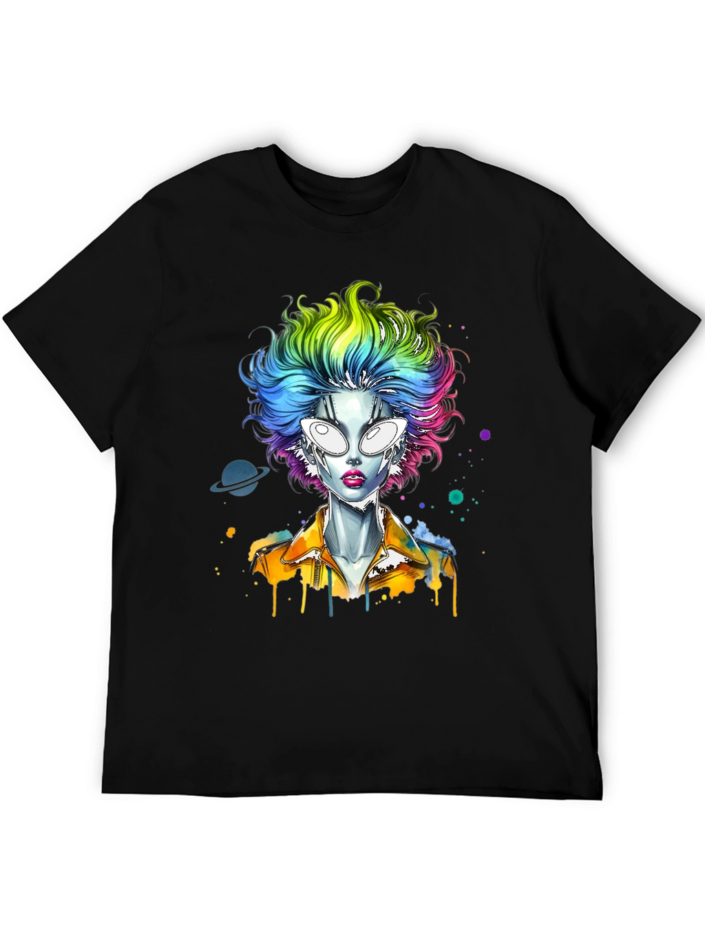 Alien Rainbow Hair Graphic T-Shirt
