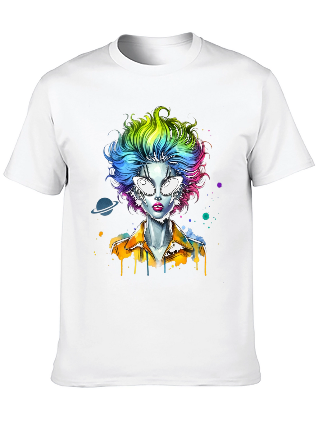 Alien Rainbow Hair Graphic T-Shirt