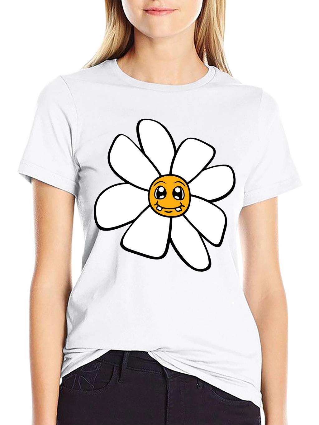 Funky Daisy Graphic Black T-Shirt