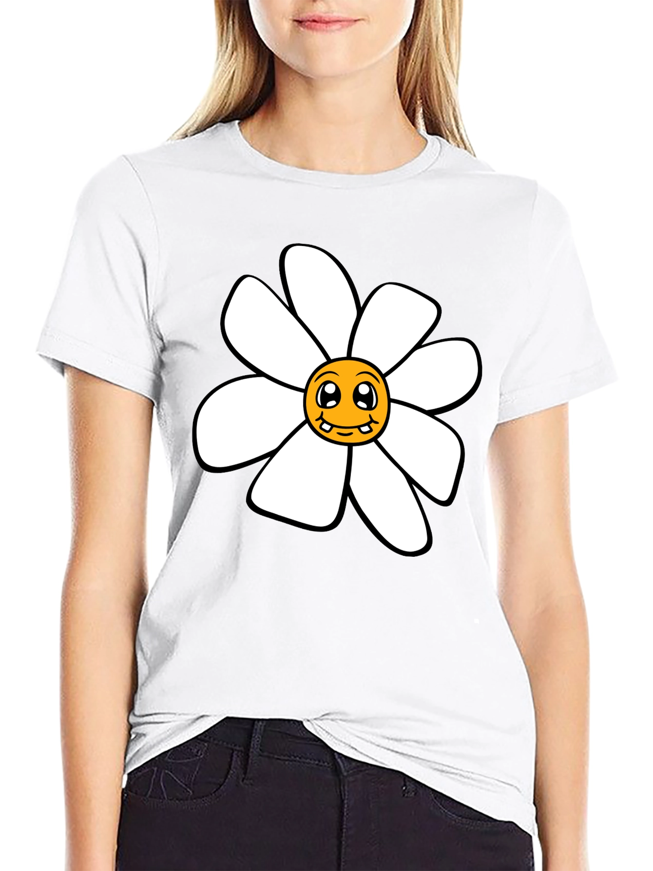 Funky Daisy Graphic Black T-Shirt