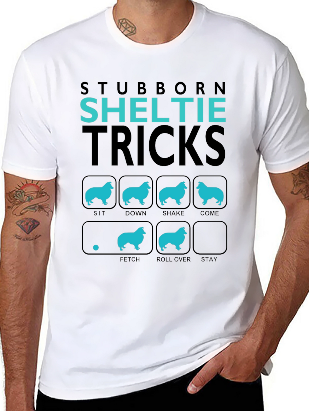 Stubborn Sheltie Tricks Graphic T-Shirt