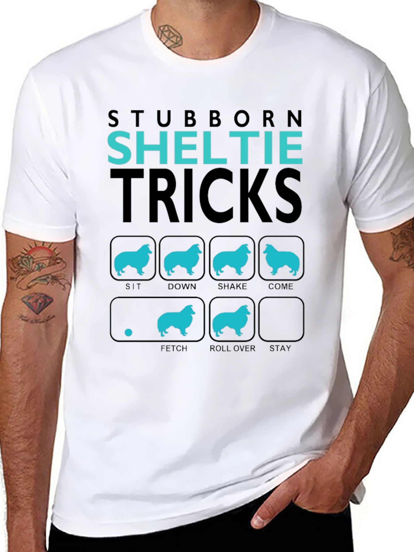 Stubborn Sheltie Tricks Graphic T-Shirt