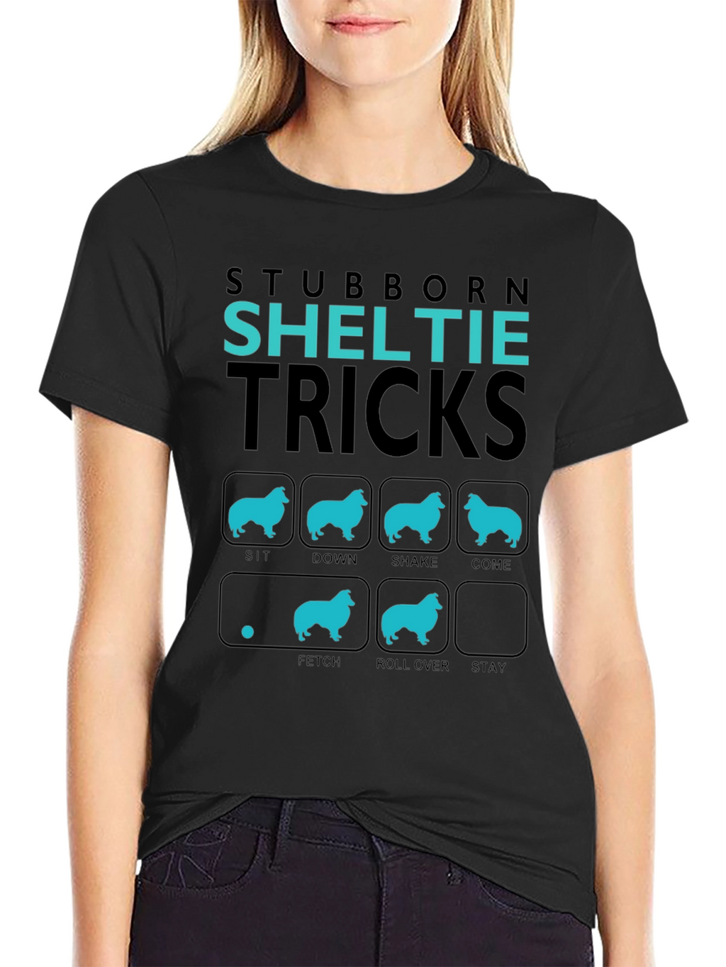 Stubborn Sheltie Tricks Graphic T-Shirt