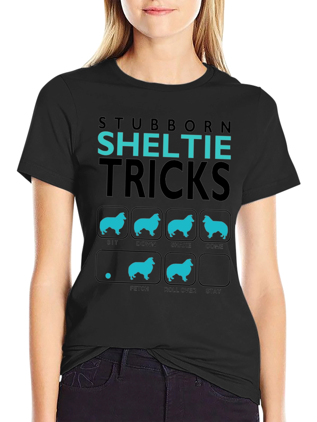 Stubborn Sheltie Tricks Graphic T-Shirt