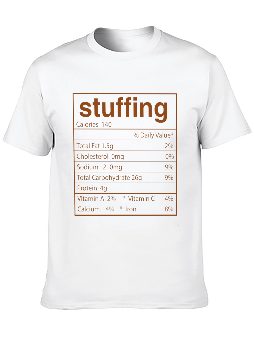 Funny Stuffing Nutrition Facts Black T-Shirt