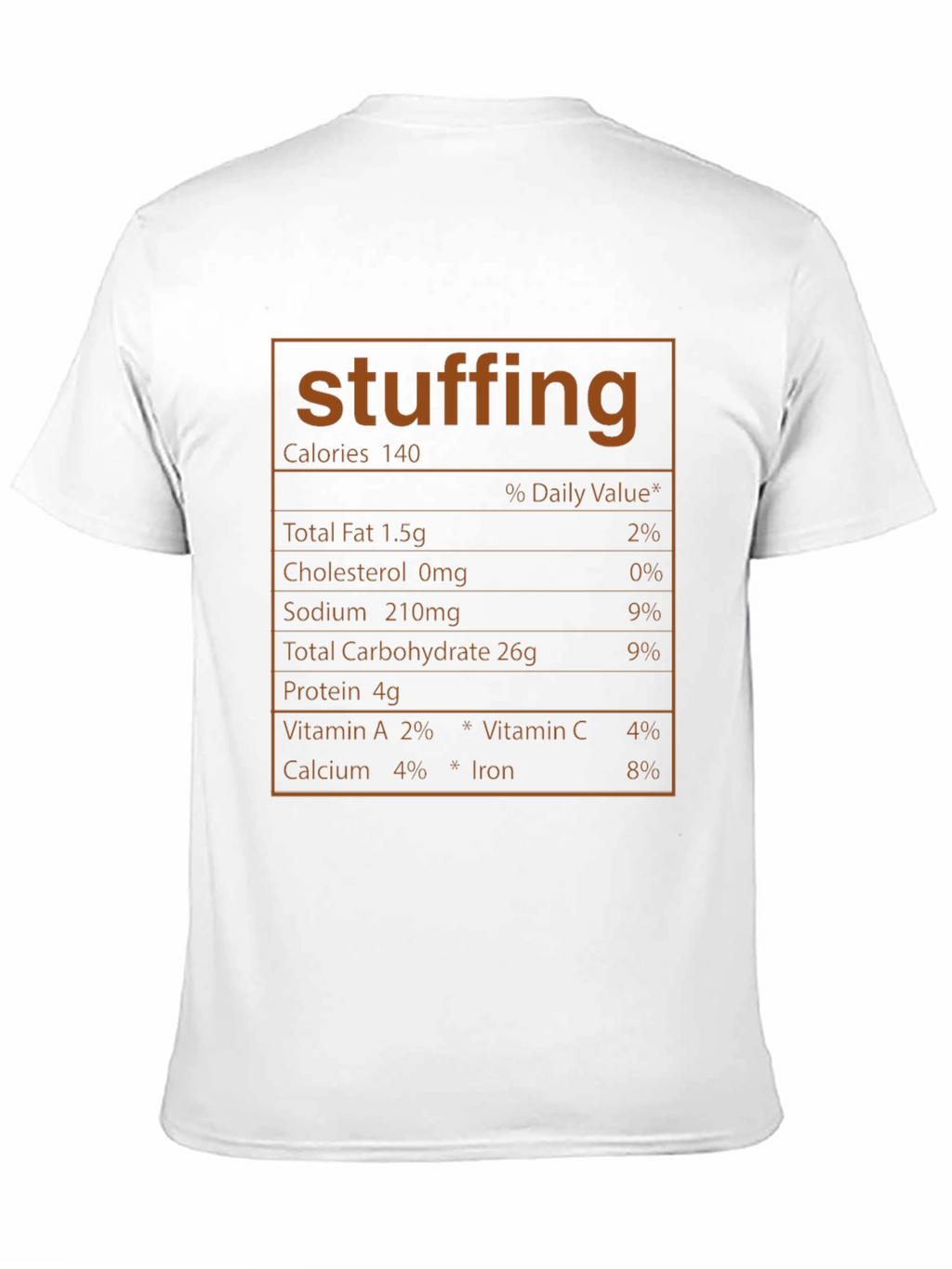 Funny Stuffing Nutrition Facts Black T-Shirt