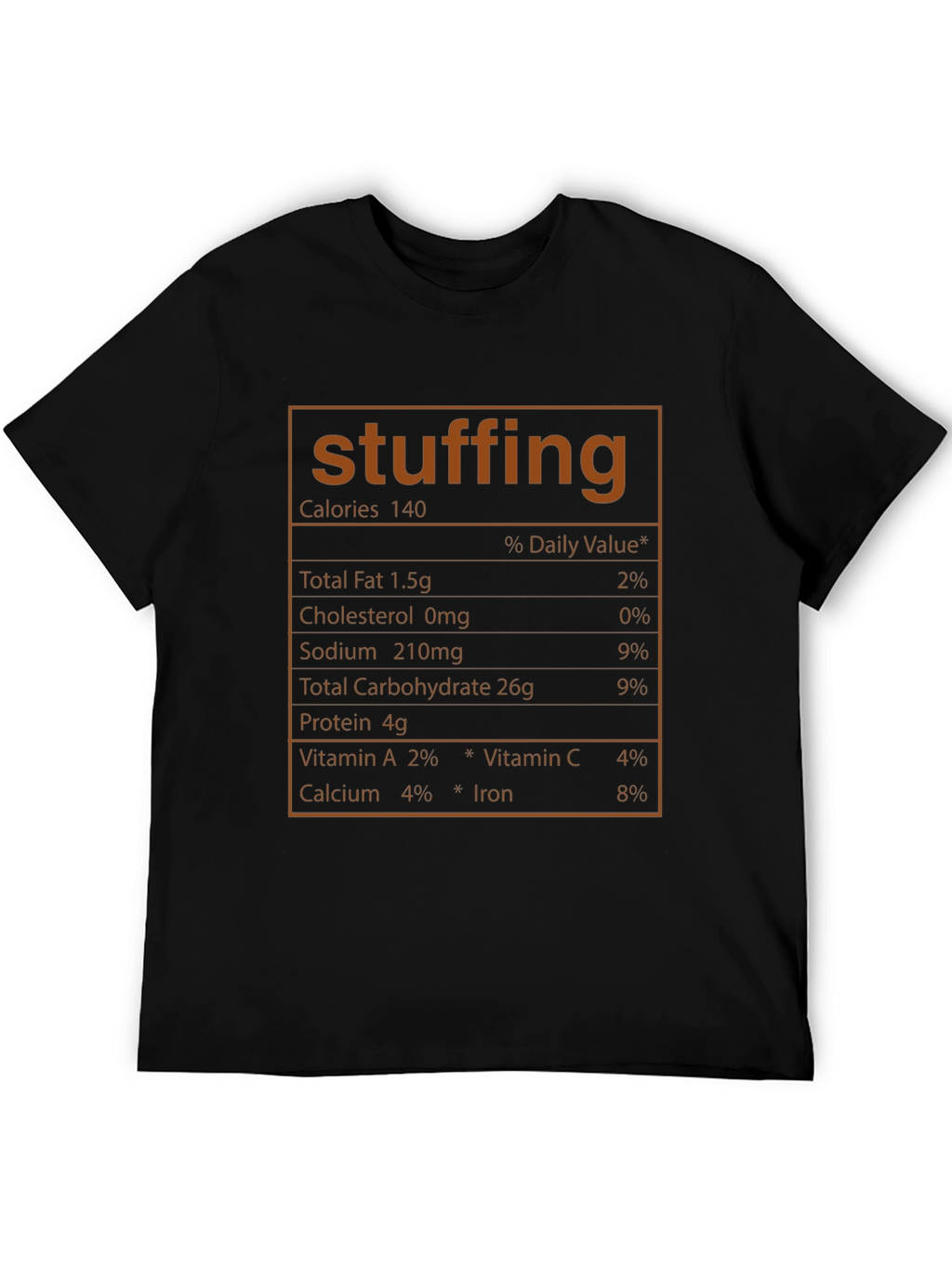 Funny Stuffing Nutrition Facts Black T-Shirt