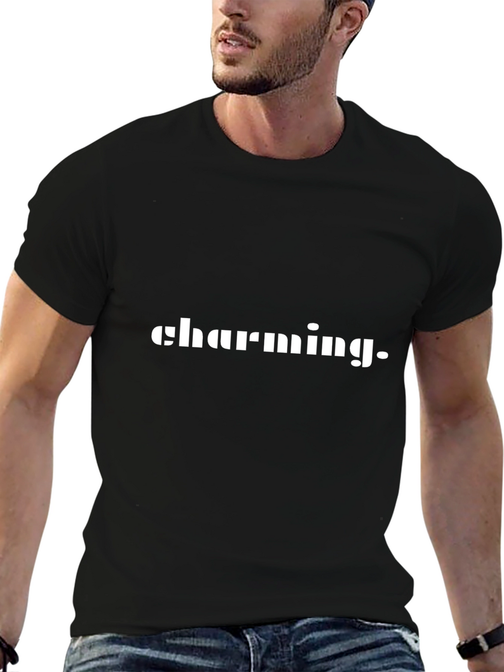 Charming Mens Black Graphic T-Shirt
