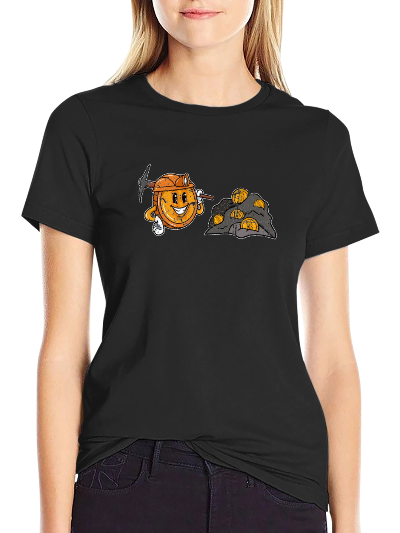 Bitcoin Miner Cartoon Graphic T-Shirt