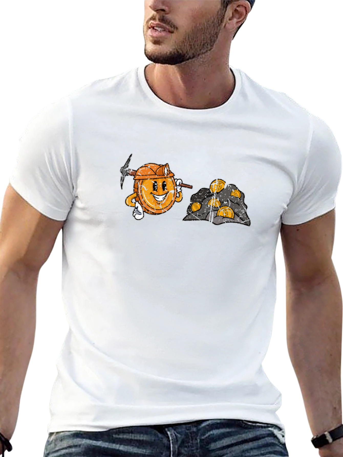 Bitcoin Miner Cartoon Graphic T-Shirt