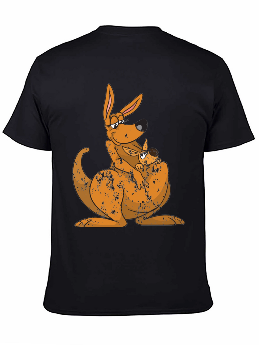 Kangaroo Mama and Baby Black T-Shirt
