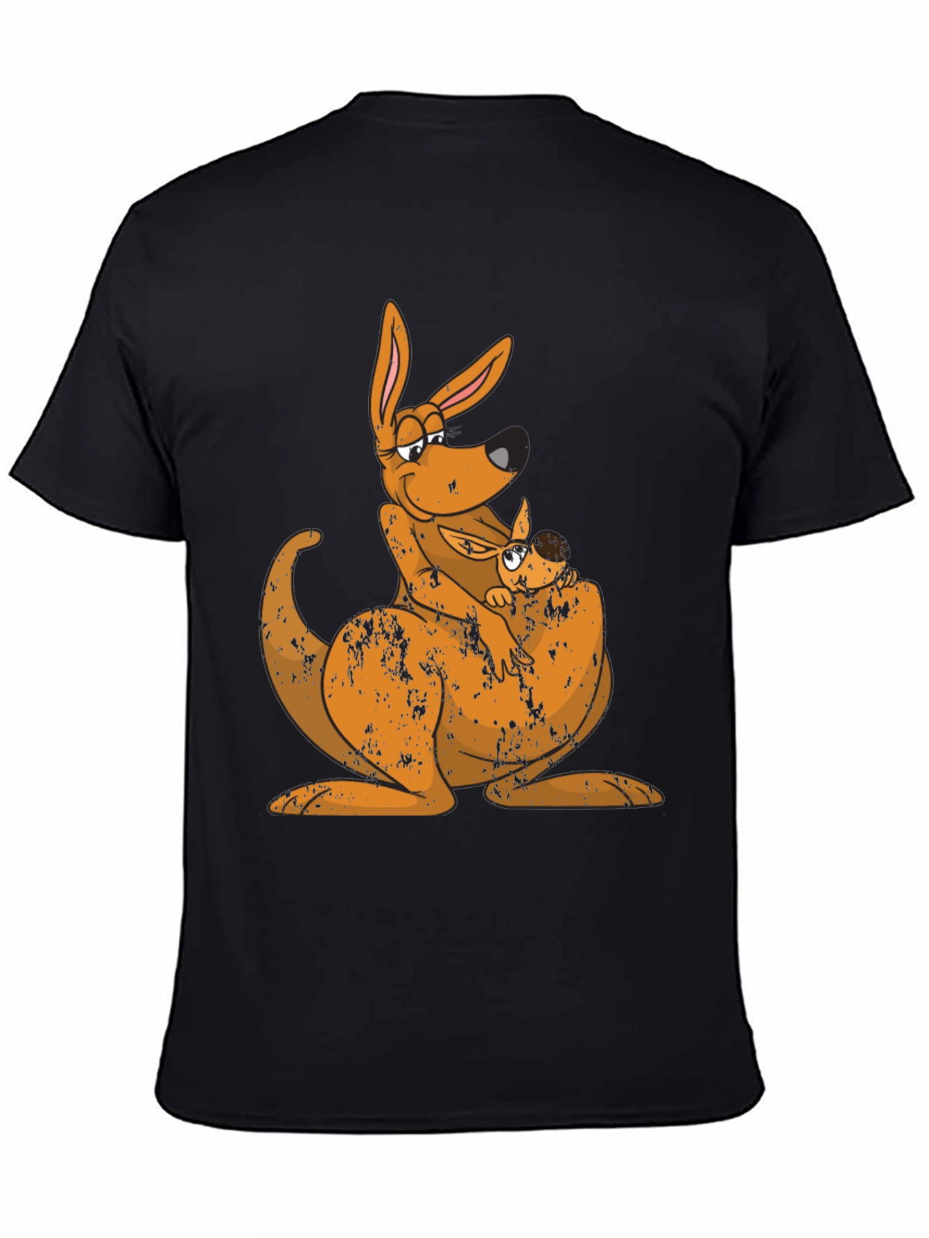 Kangaroo Mama and Baby Black T-Shirt
