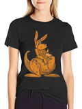 Kangaroo Mama and Baby Black T-Shirt