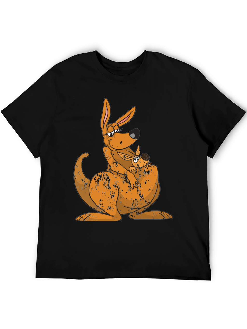 Kangaroo Mama and Baby Black T-Shirt
