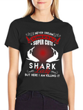 Shark Lady Super Cute Black T-Shirt