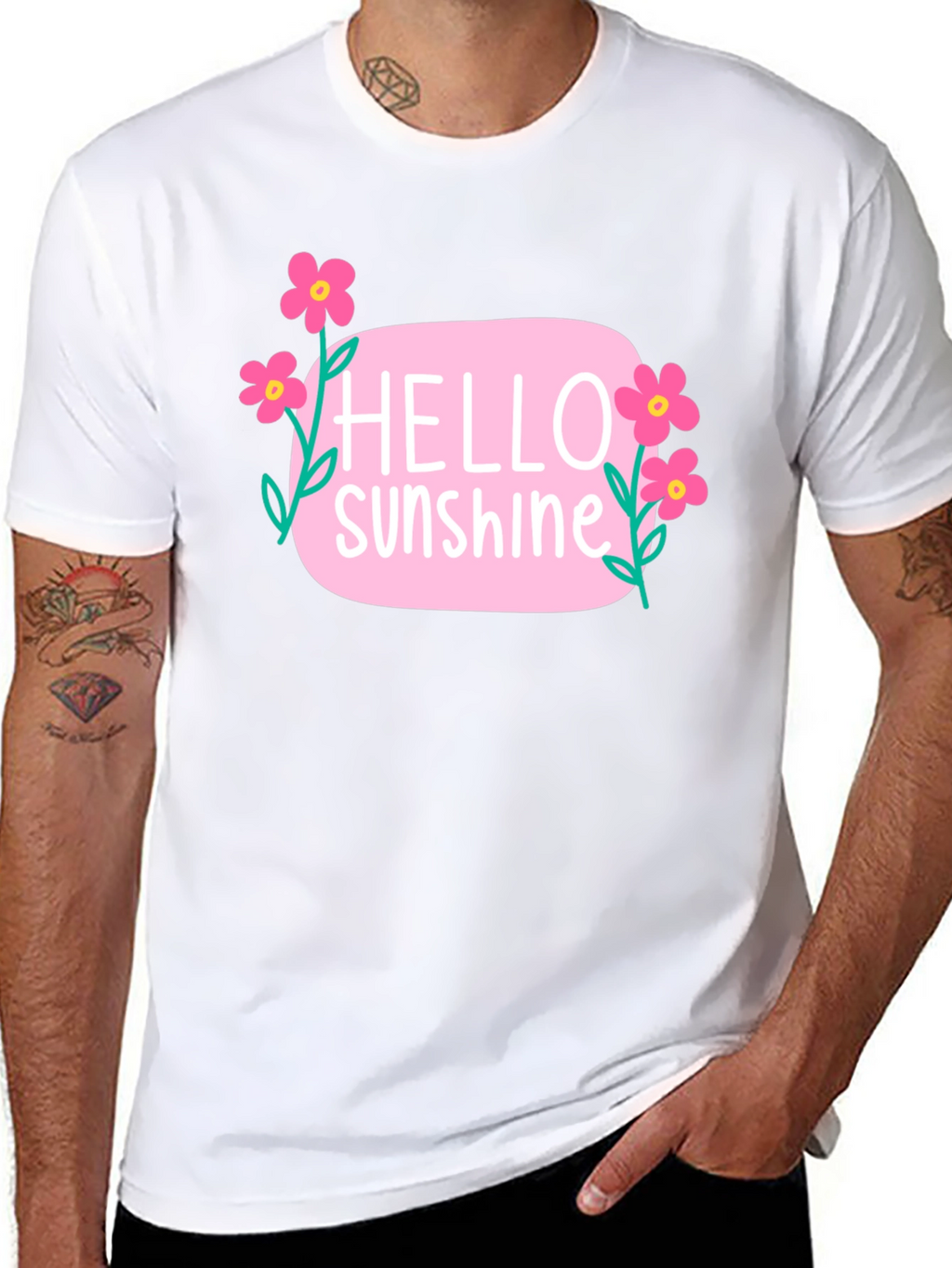 Hello Sunshine Floral Graphic Tee - Black