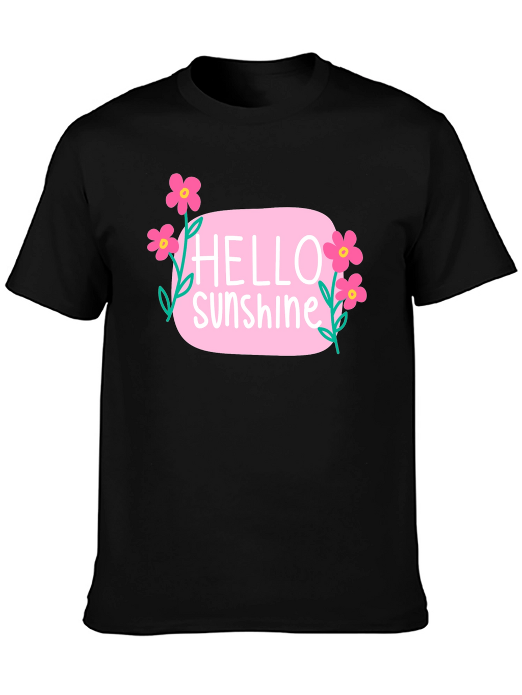 Hello Sunshine Floral Graphic Tee - Black