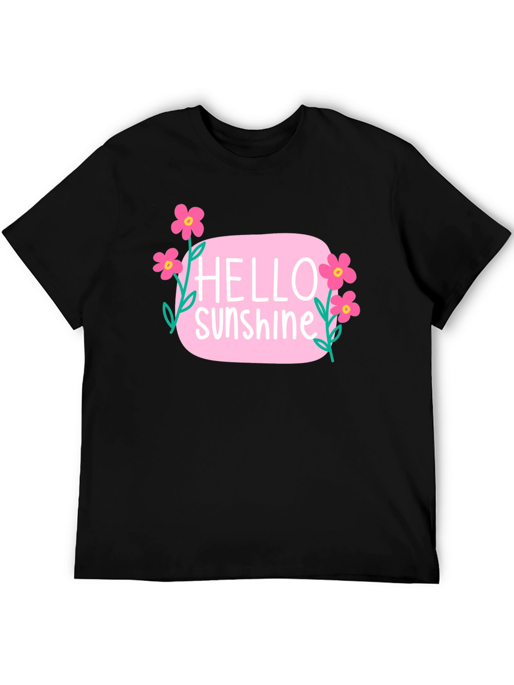 Hello Sunshine Floral Graphic Tee - Black