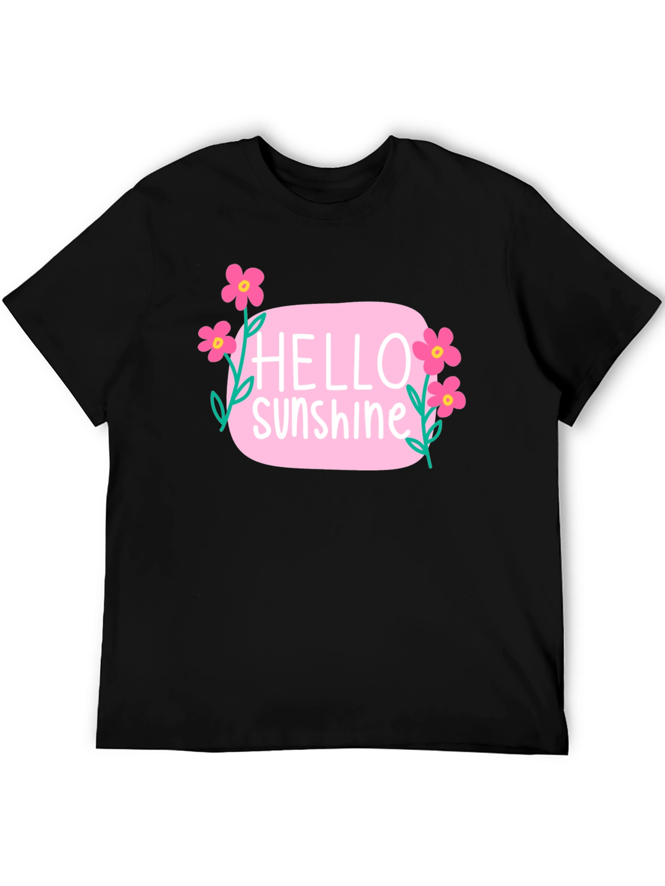 Hello Sunshine Floral Graphic Tee - Black