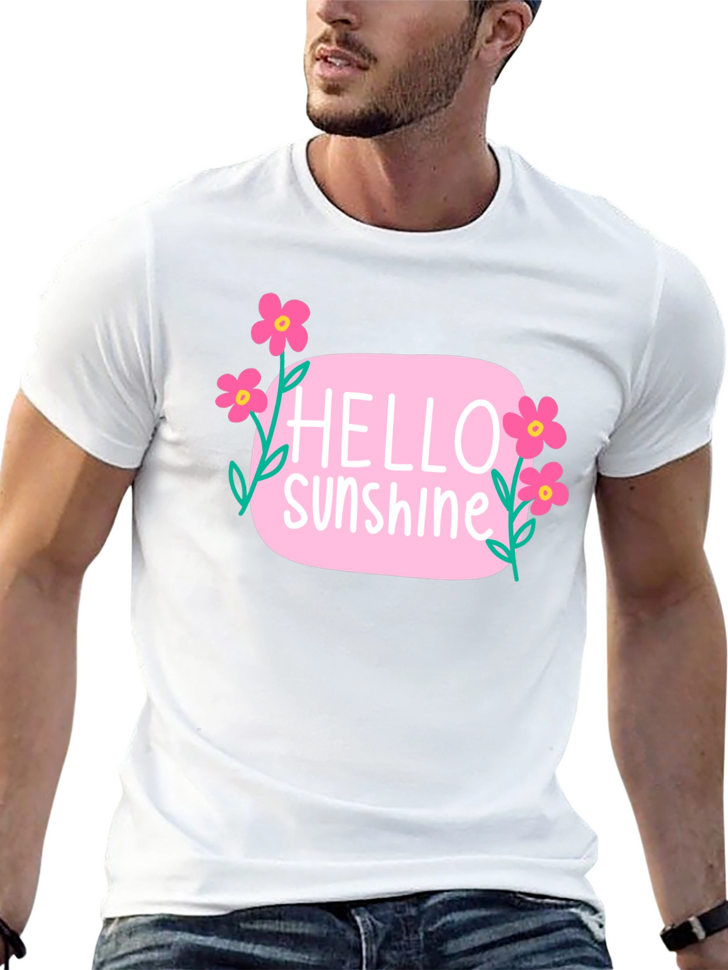 Hello Sunshine Floral Graphic Tee - Black