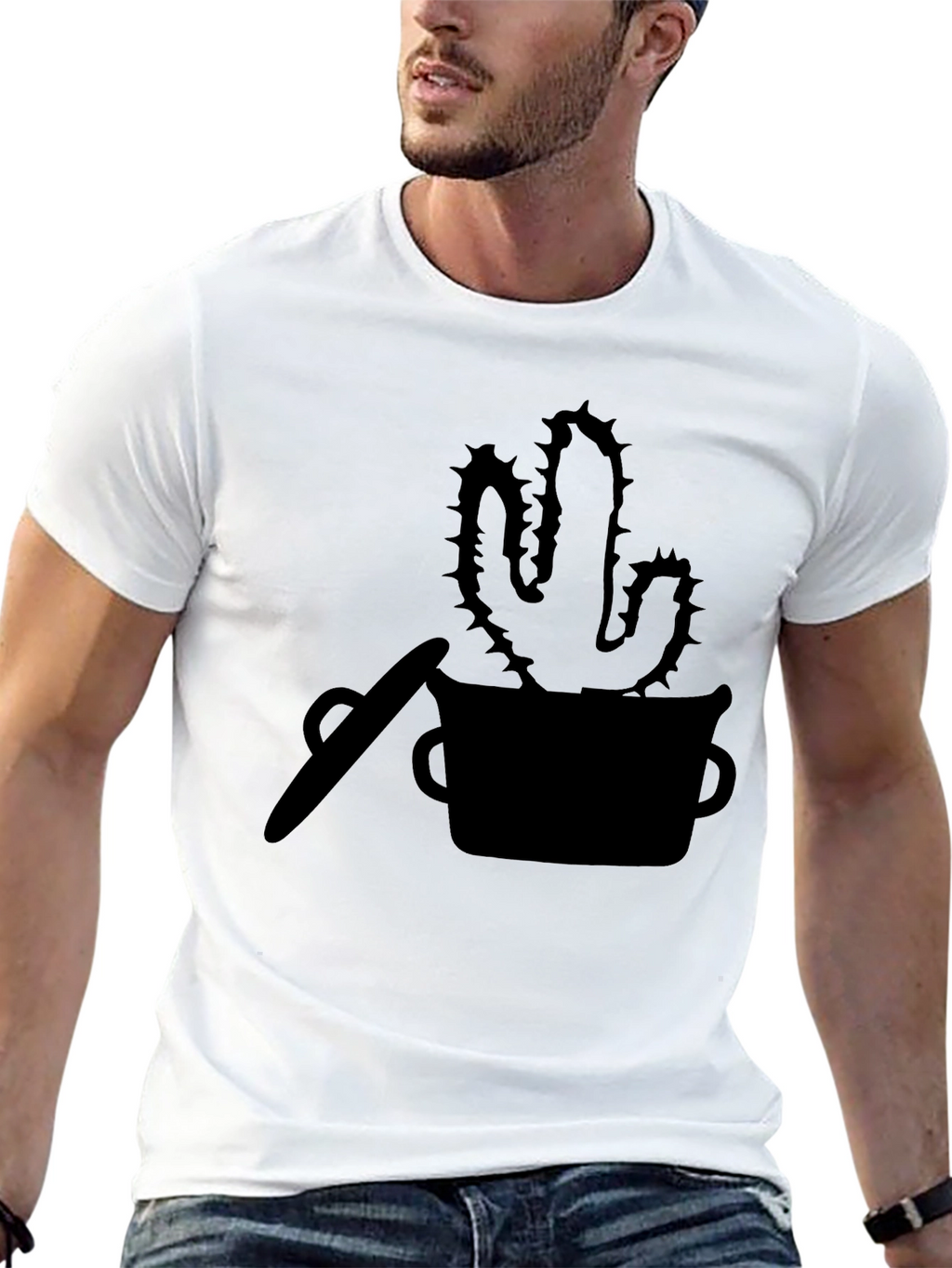 Cactus Silhouette Graphic Tee - Trendy Black T-Shirt