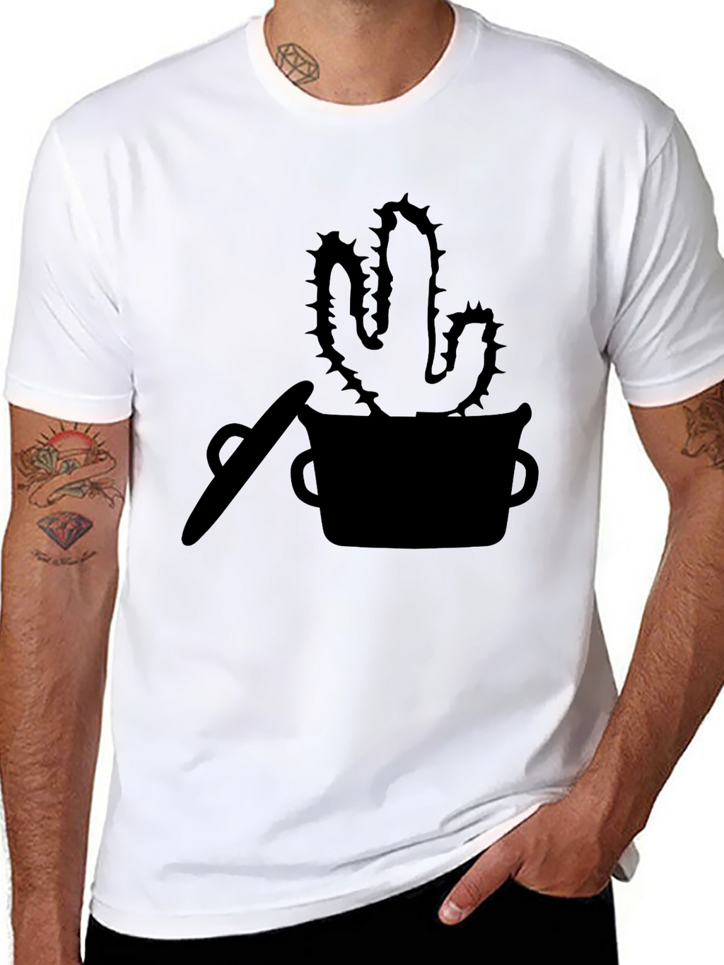 Cactus Silhouette Graphic Tee - Trendy Black T-Shirt