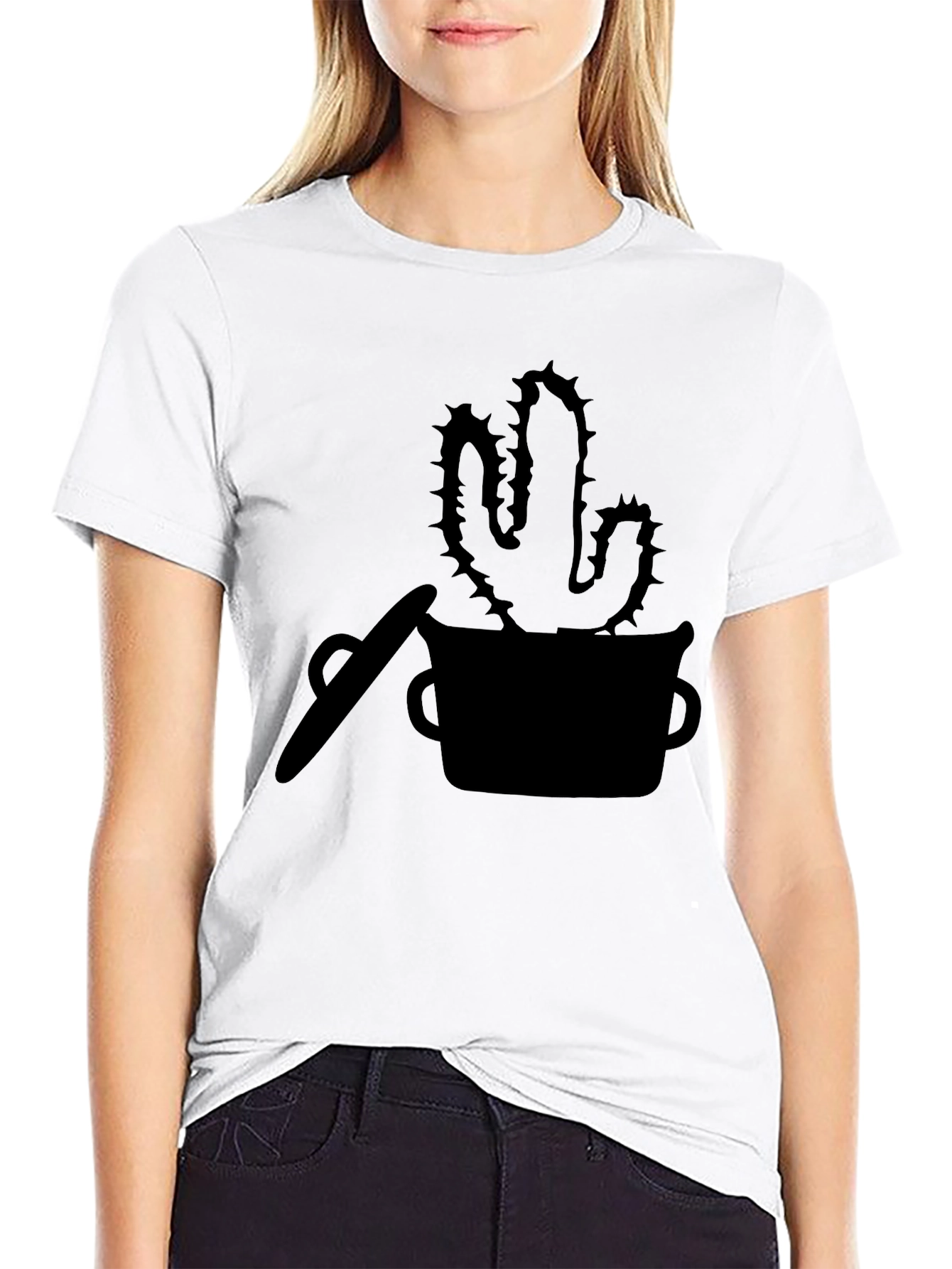 Cactus Silhouette Graphic Tee - Trendy Black T-Shirt