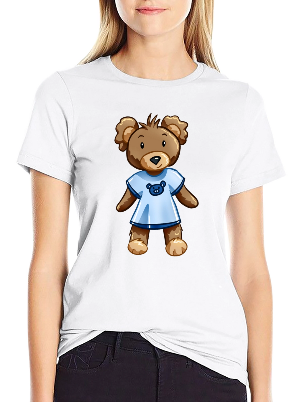 Black T-Shirt with Teddy Bear Graphic
