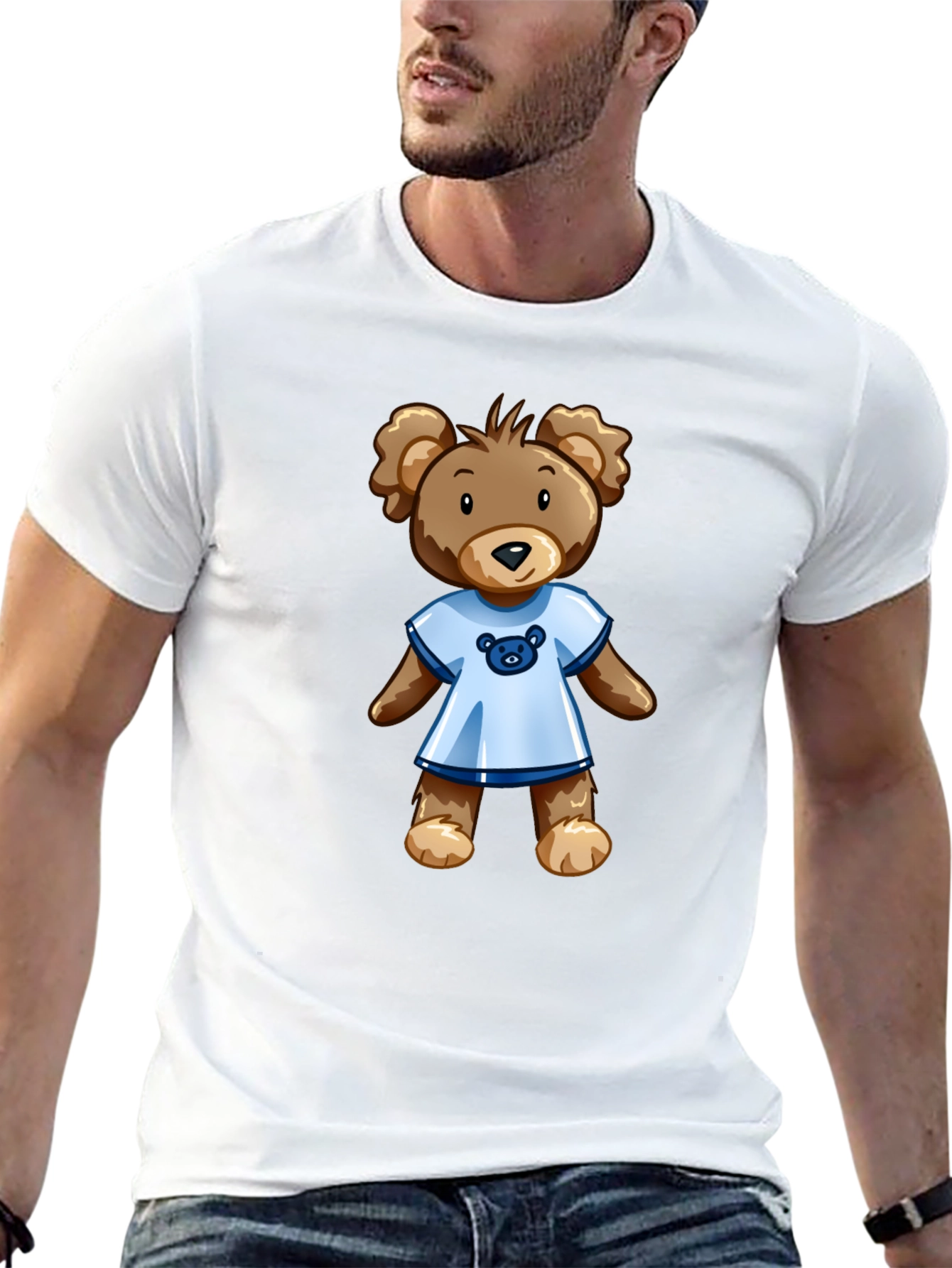 Black T-Shirt with Teddy Bear Graphic