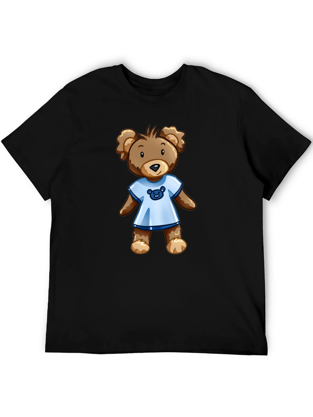 Black T-Shirt with Teddy Bear Graphic