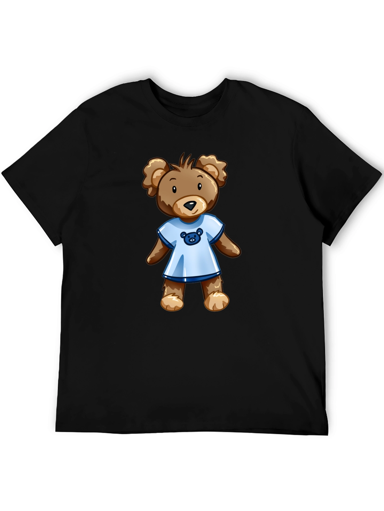 Black T-Shirt with Teddy Bear Graphic