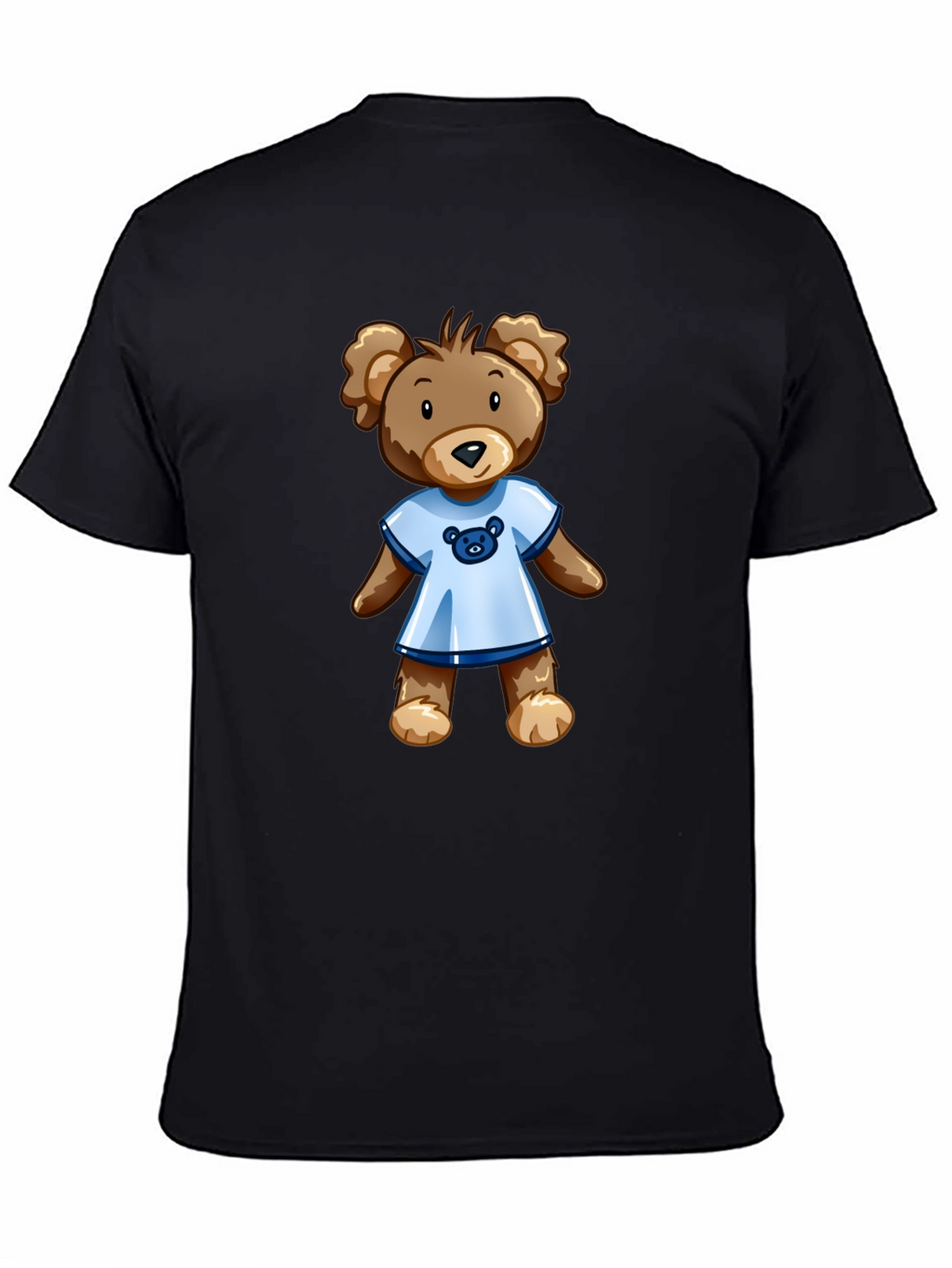 Black T-Shirt with Teddy Bear Graphic