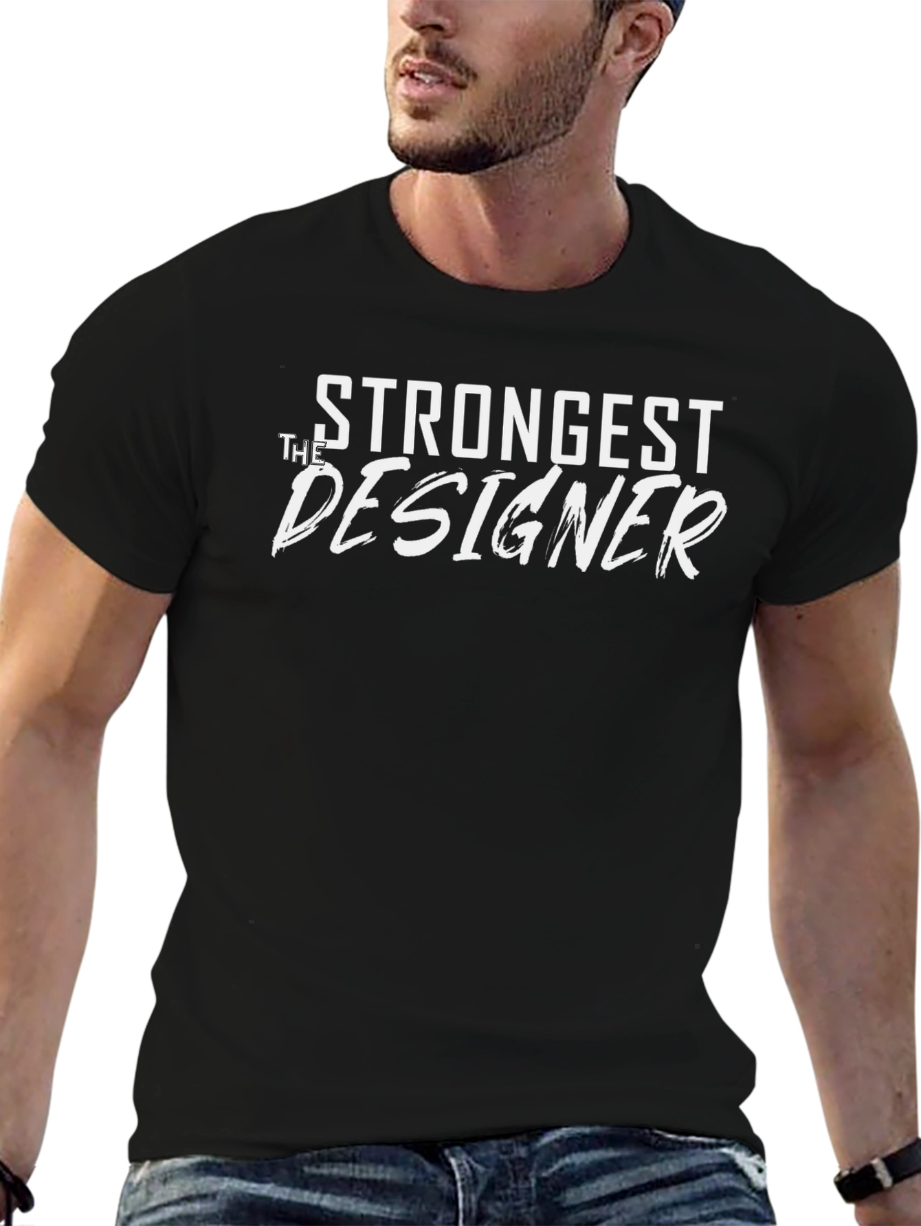 Strongest Designer Black Graphic T-Shirt