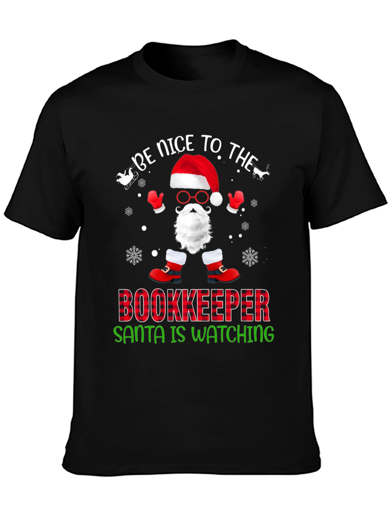 Be Nice to the Bookkeeper Santa Watching T-Shirt
