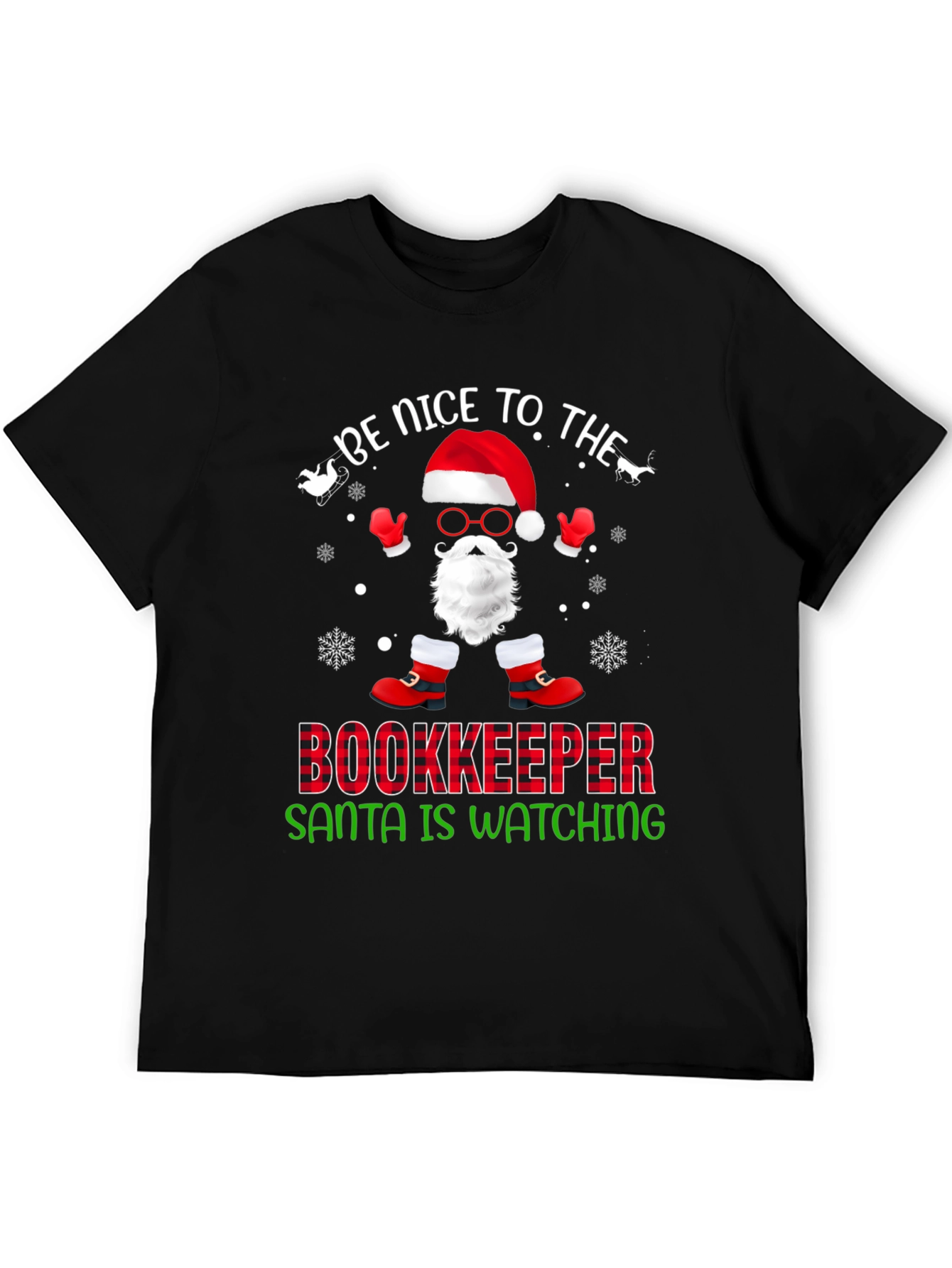 Be Nice to the Bookkeeper Santa Watching T-Shirt