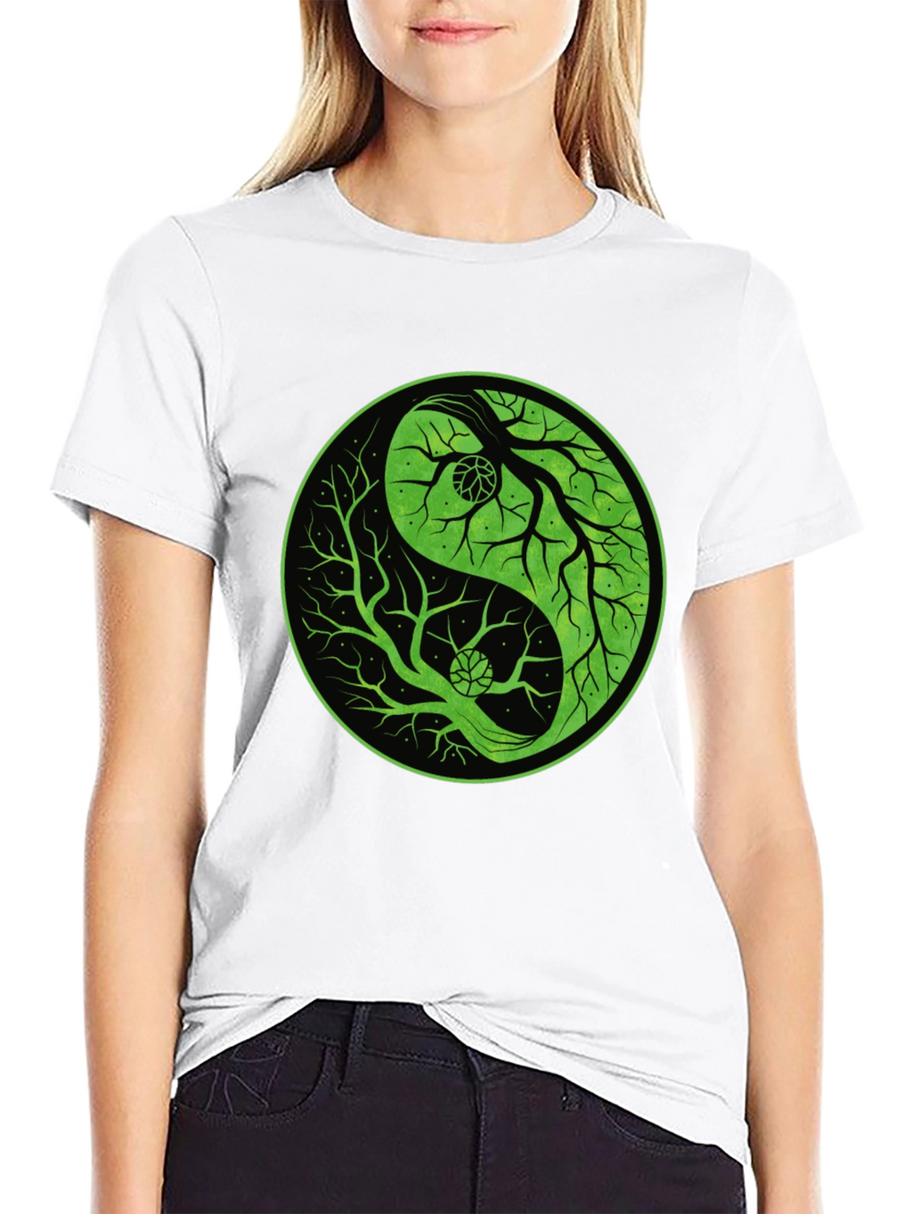Yin Yang Tree Graphic Tee - Black
