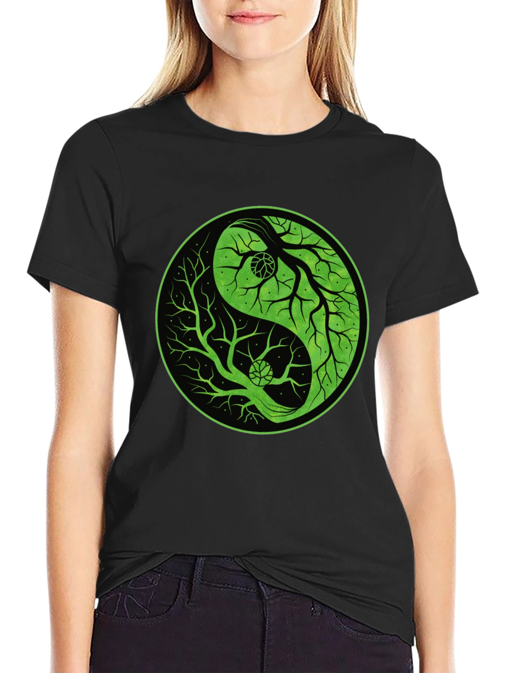 Yin Yang Tree Graphic Tee - Black