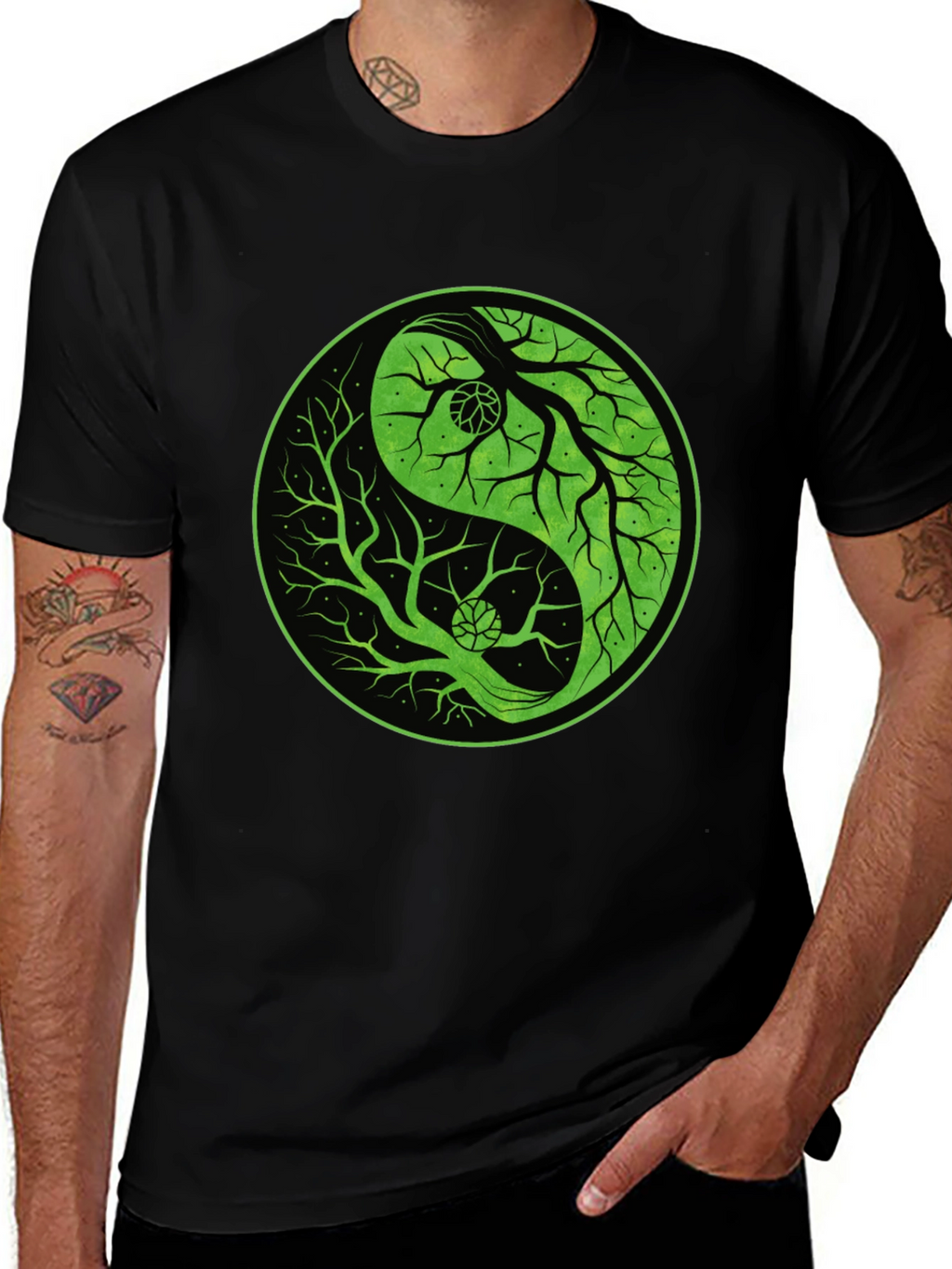 Yin Yang Tree Graphic Tee - Black