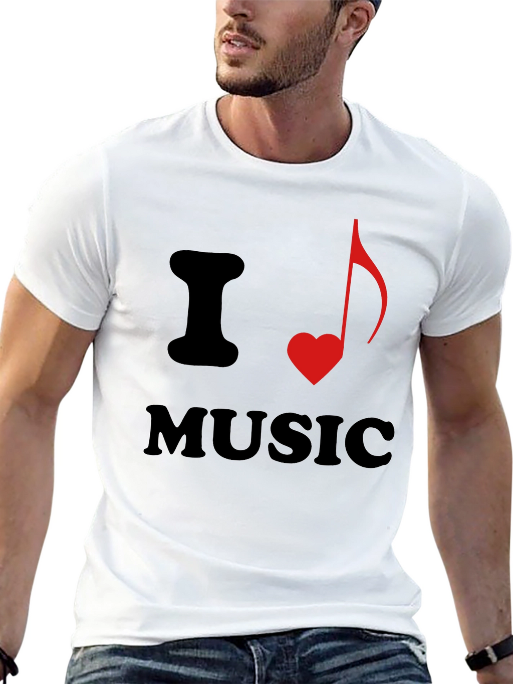 I Heart Music Graphic Tee - Stylish Black T-Shirt
