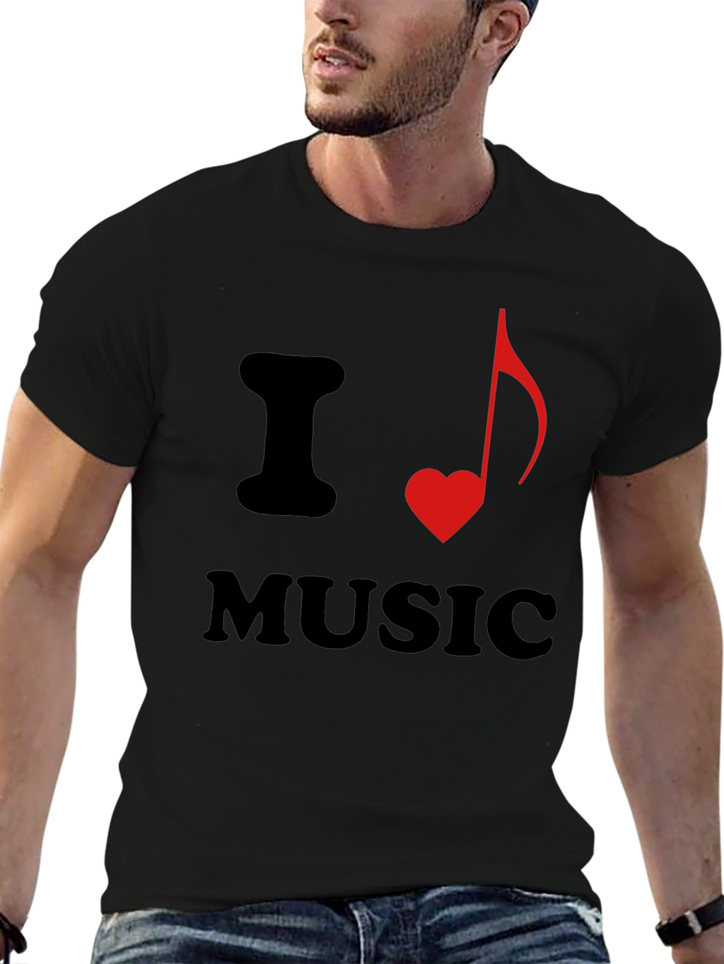 I Heart Music Graphic Tee - Stylish Black T-Shirt