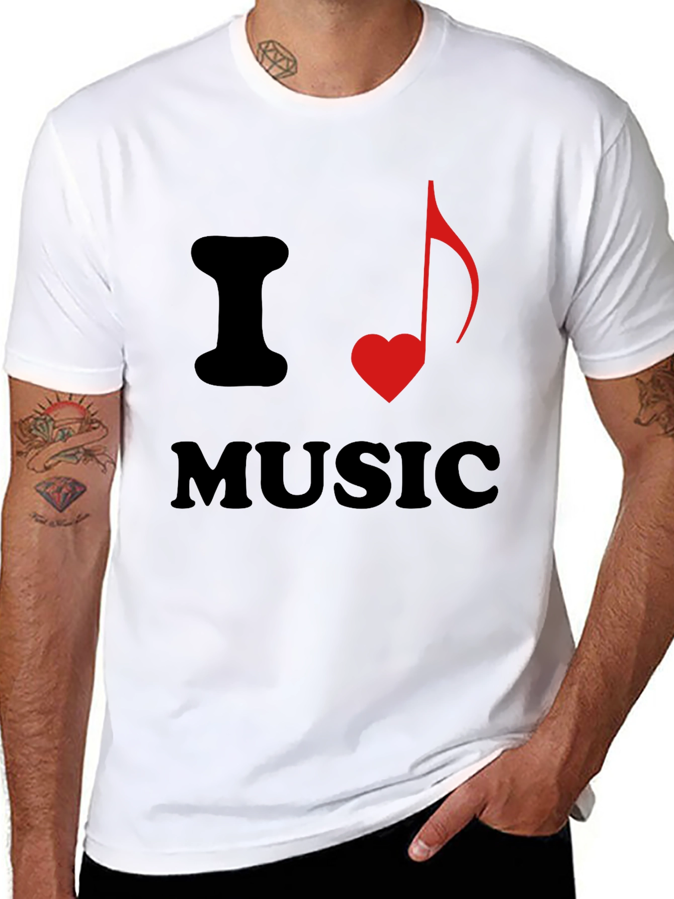 I Heart Music Graphic Tee - Stylish Black T-Shirt